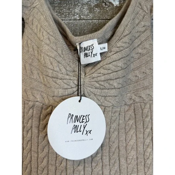 Princess Polly Cable Knit Mini Dress Womens S/M Beige NWT - Picture 2 of 2